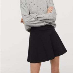 H&M Mini A-Line Flare Skirt Black Textured